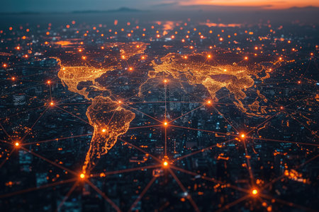 Global network connection concept professional photographyの素材