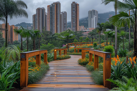 The peaceful green of nature in cities professional photographyの素材