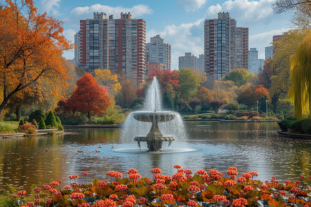 The peaceful green of nature in cities professional photographyの素材