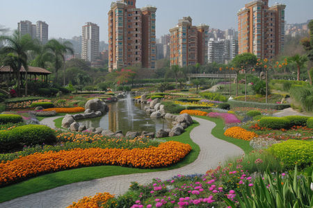 The peaceful green of nature in cities professional photographyの素材