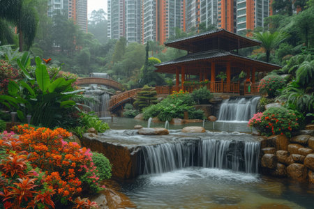 The peaceful green of nature in cities professional photographyの素材