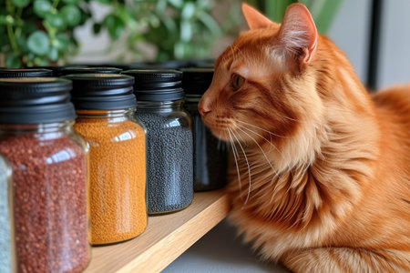 Adorable Cat Curiously Watching Food professional photographyの素材