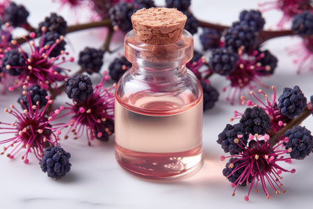 castor oil extract with isolated table professional photographyの素材