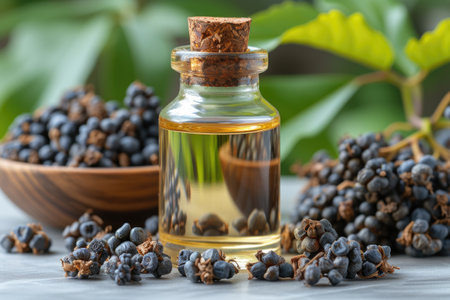 castor oil extract with isolated table professional photographyの素材