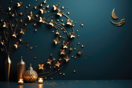 islamic greeting card for Ramadan kareem or ied mubarak backgroundの素材