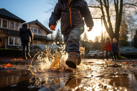 Splash in the Puddles a fun spring activity professional photographyの素材