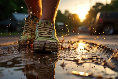 Splash in the Puddles a fun spring activity professional photographyの素材