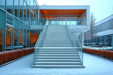 stairs emergency and evacuation exit stair in up ladder in a factory or office buildingの素材