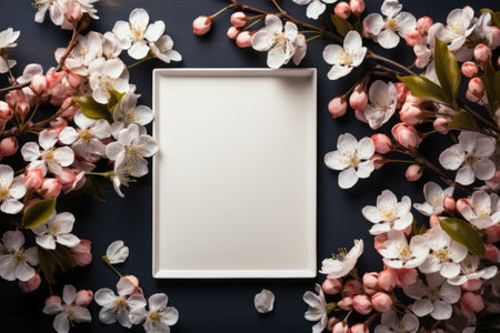 blank white mockup lying in spring atmosphere professional photographyの素材