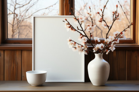 blank white mockup lying in spring atmosphere professional photographyの素材