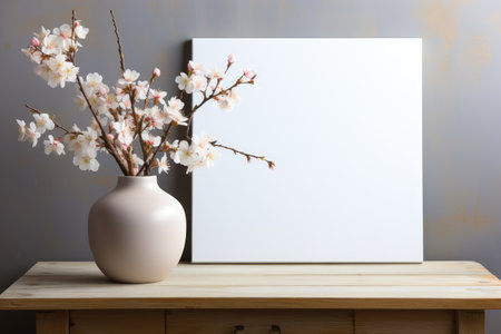blank white mockup lying in spring atmosphere professional photographyの素材
