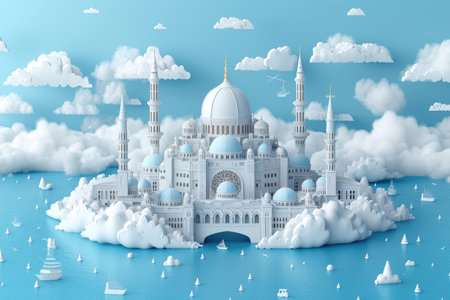 Ramadan kareem islamic or ied mubarak greeting card backgroundの素材