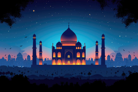 Ramadan kareem islamic or ied mubarak greeting card backgroundの素材