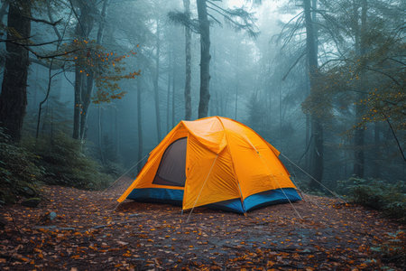 Camp out with tent in park professional photographyの素材