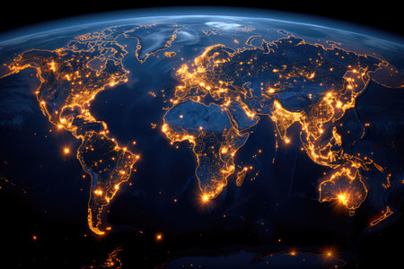 A future user interface and interconnecting map of the worldの素材