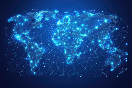 A future user interface and interconnecting map of the worldの素材