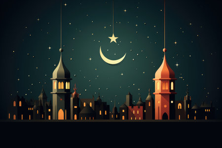 background concept greeting card with theme related to the Ramadan or eid fitr mubarakの素材