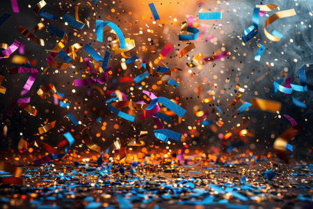 papers confetti falling in the bright blue sky professional photography backgroundの素材