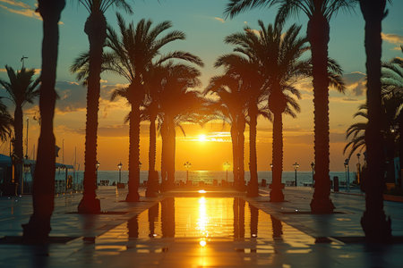 beautiful tropical sunset on ocean beach professional photographyの素材