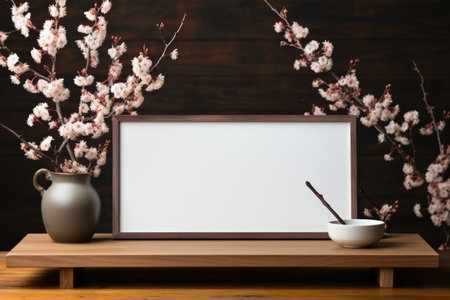 blank white mockup lying in spring atmosphere professional photographyの素材