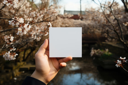 blank white mockup lying in spring atmosphere professional photographyの素材