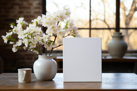 blank white mockup lying in spring atmosphere professional photographyの素材