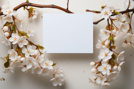 blank white mockup lying in spring atmosphere professional photographyの素材