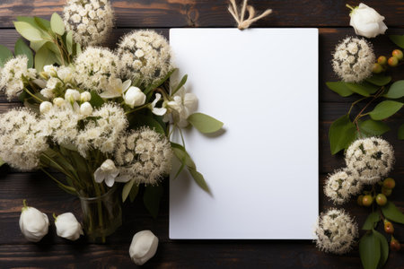 blank white mockup lying in spring atmosphere professional photographyの素材