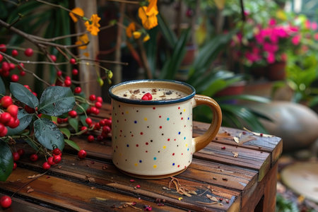 dots coffee mugs motif professional photographyの素材