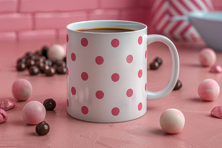 dots coffee mugs motif professional photographyの素材