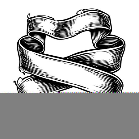 ribbon element with Old engraving style black color onlyの素材