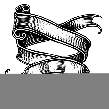 ribbon element with Old engraving style black color onlyの素材