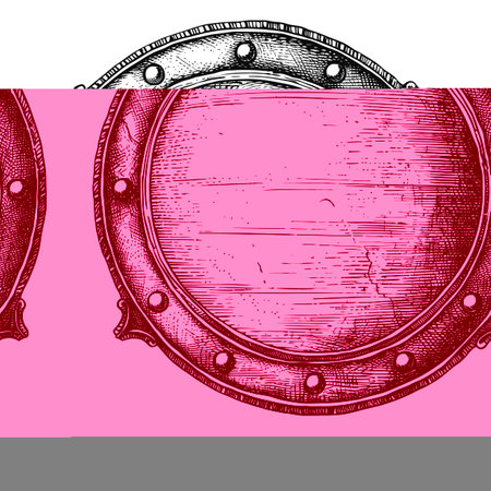 circle shape shield element with Old engraving style black color onlyの素材