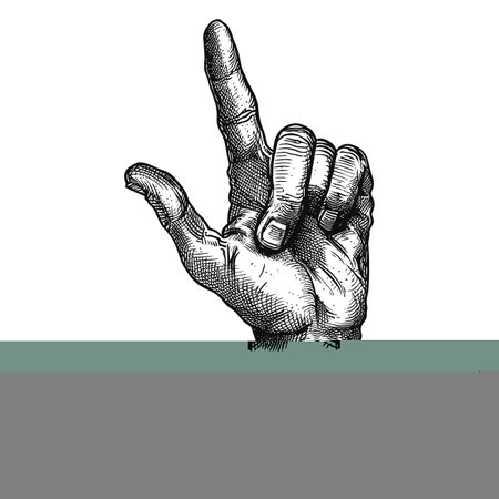 hand gesture in old engraving style for drawing referenceの素材