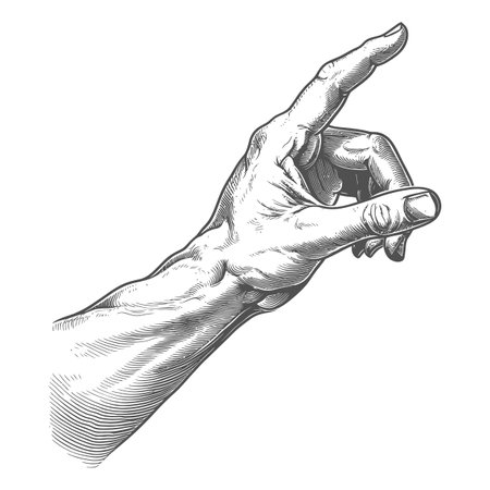 hand gesture in old engraving style for drawing referenceの素材
