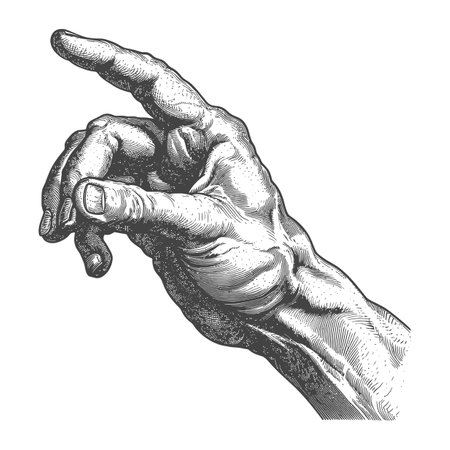 hand gesture in old engraving style for drawing referenceの素材