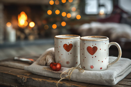 romantic unique couple coffee mugs set professional photographyの素材