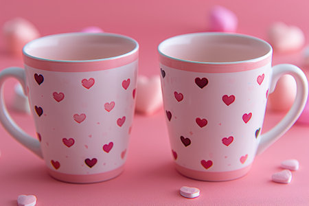 romantic unique couple coffee mugs set professional photographyの素材