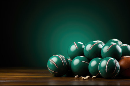 sport balls in background and banner greeting card design imagesの素材
