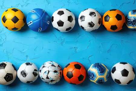 sport balls in background and banner greeting card design imagesの素材