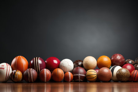 sport balls in background and banner greeting card design imagesの素材