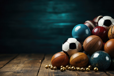 sport balls in background and banner greeting card design imagesの素材