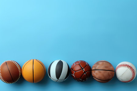 sport balls in background and banner greeting card design imagesの素材