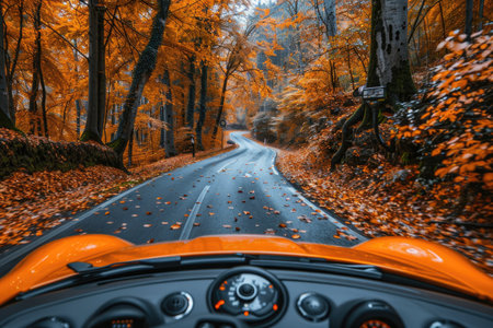 street view outside from the car on a road trip professional photographyの素材