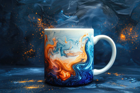 colorful printed coffee mugs motif professional photographyの素材