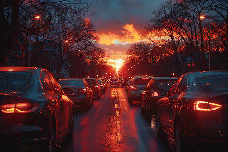 street view outside from the car on a road trip professional photographyの素材
