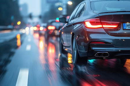 street view outside from the car on a road trip professional photographyの素材