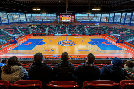Watching basketball court crowd from far away professional photographyの素材