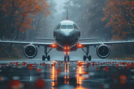 airplane landing in airport professional photographyの素材