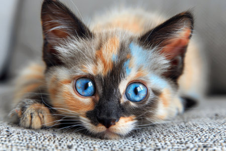 a cutest cat lying down and sleeping professional photographyの素材